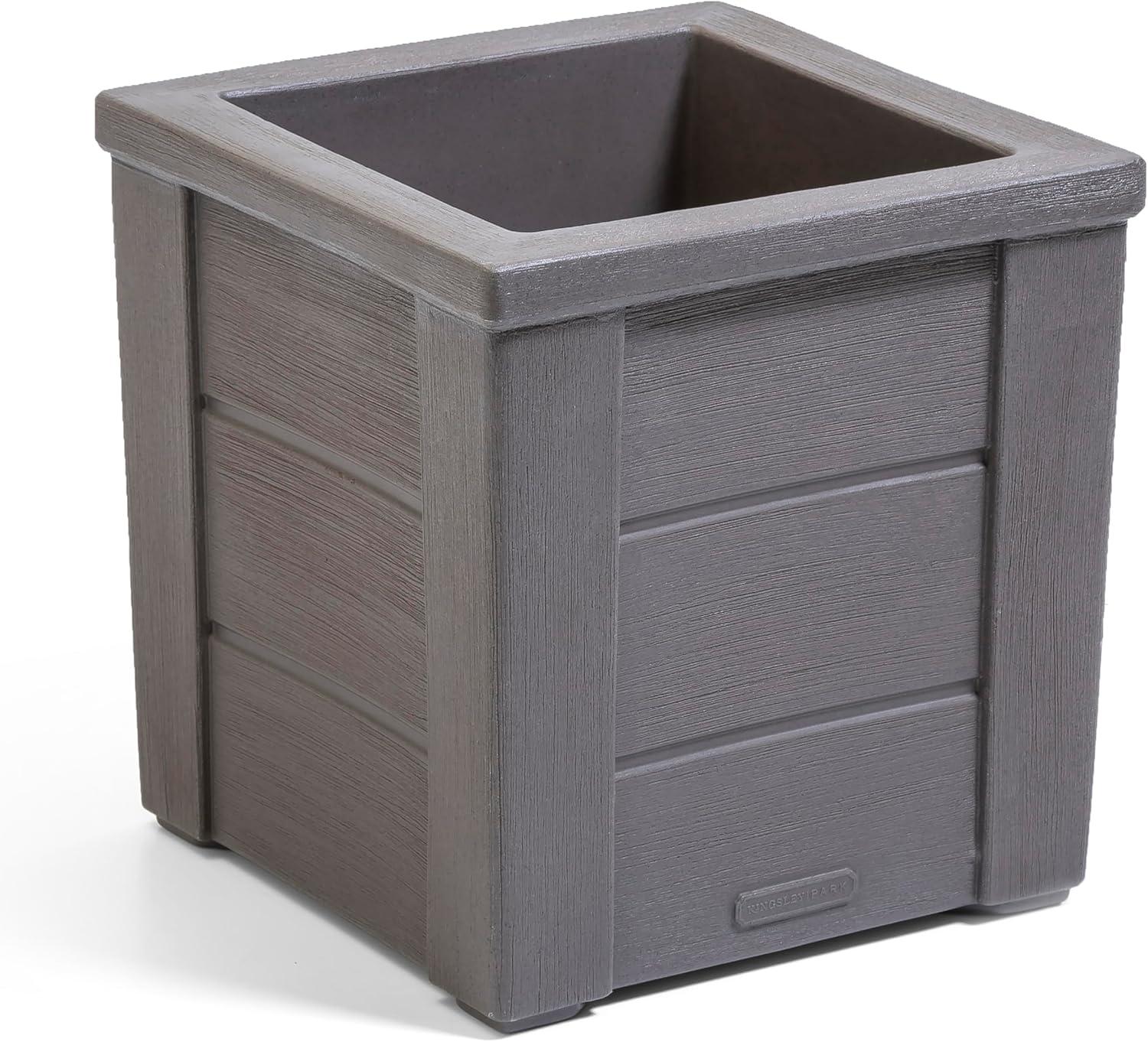 image:imageStep2 Lakewood Planter Box 2Pack Planters for Indoor or Outdoor Plants Gardening and Flower Pot for Patio or Porch Durable Plastic BlackDark Cedar
