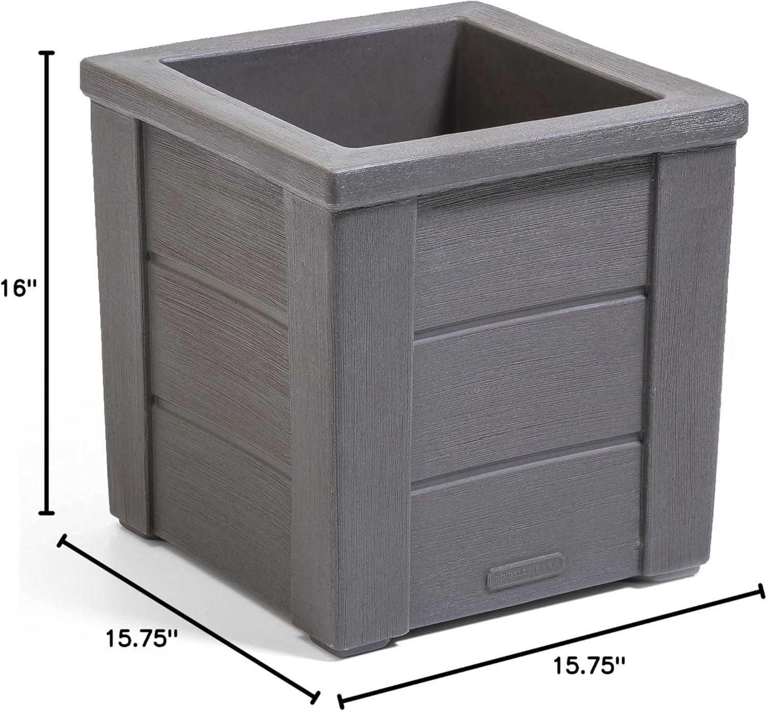 image:imageStep2 Lakewood Planter Box 2Pack Planters for Indoor or Outdoor Plants Gardening and Flower Pot for Patio or Porch Durable Plastic BlackDark Cedar