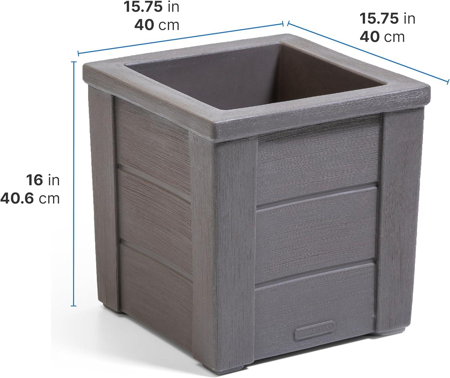 image:imageStep2 Lakewood Planter Box 2Pack Planters for Indoor or Outdoor Plants Gardening and Flower Pot for Patio or Porch Durable Plastic BlackDark Cedar