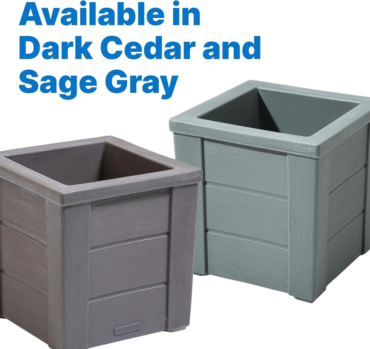 image:imageStep2 Lakewood Planter Box 2Pack Planters for Indoor or Outdoor Plants Gardening and Flower Pot for Patio or Porch Durable Plastic BlackSage Gray