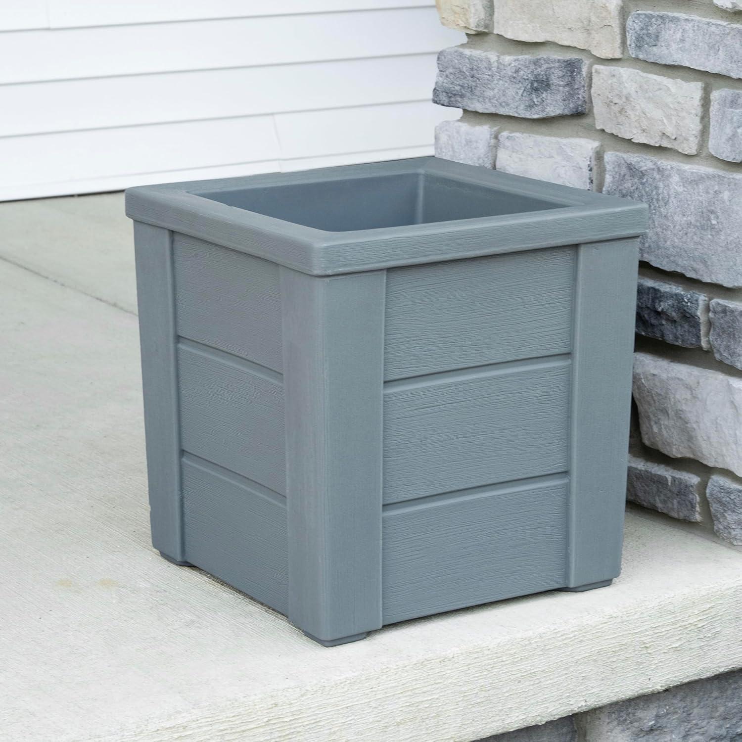 image:imageStep2 Lakewood Planter Box 2Pack Planters for Indoor or Outdoor Plants Gardening and Flower Pot for Patio or Porch Durable Plastic BlackSage Gray