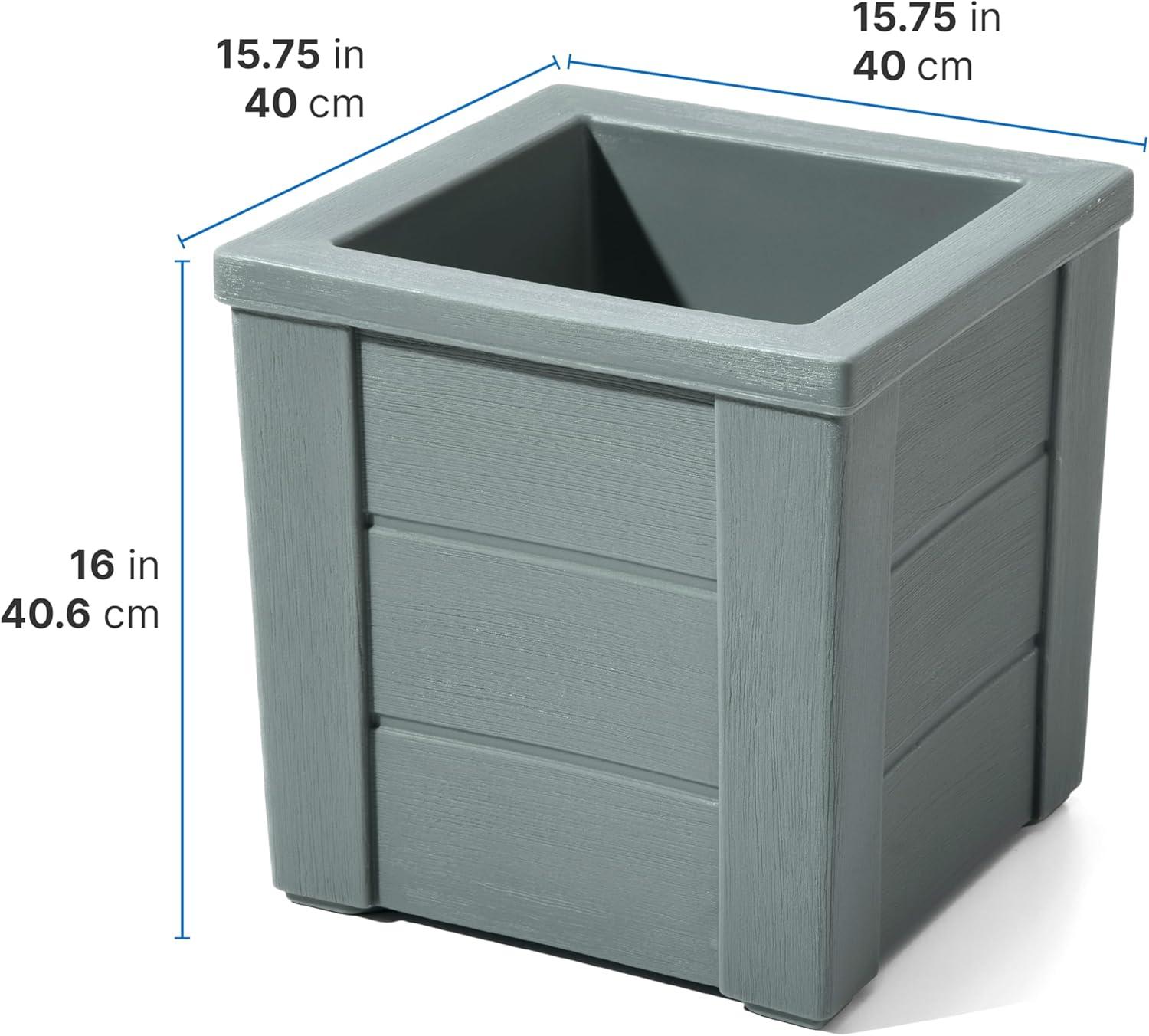 image:imageStep2 Lakewood Planter Box 2Pack Planters for Indoor or Outdoor Plants Gardening and Flower Pot for Patio or Porch Durable Plastic BlackSage Gray