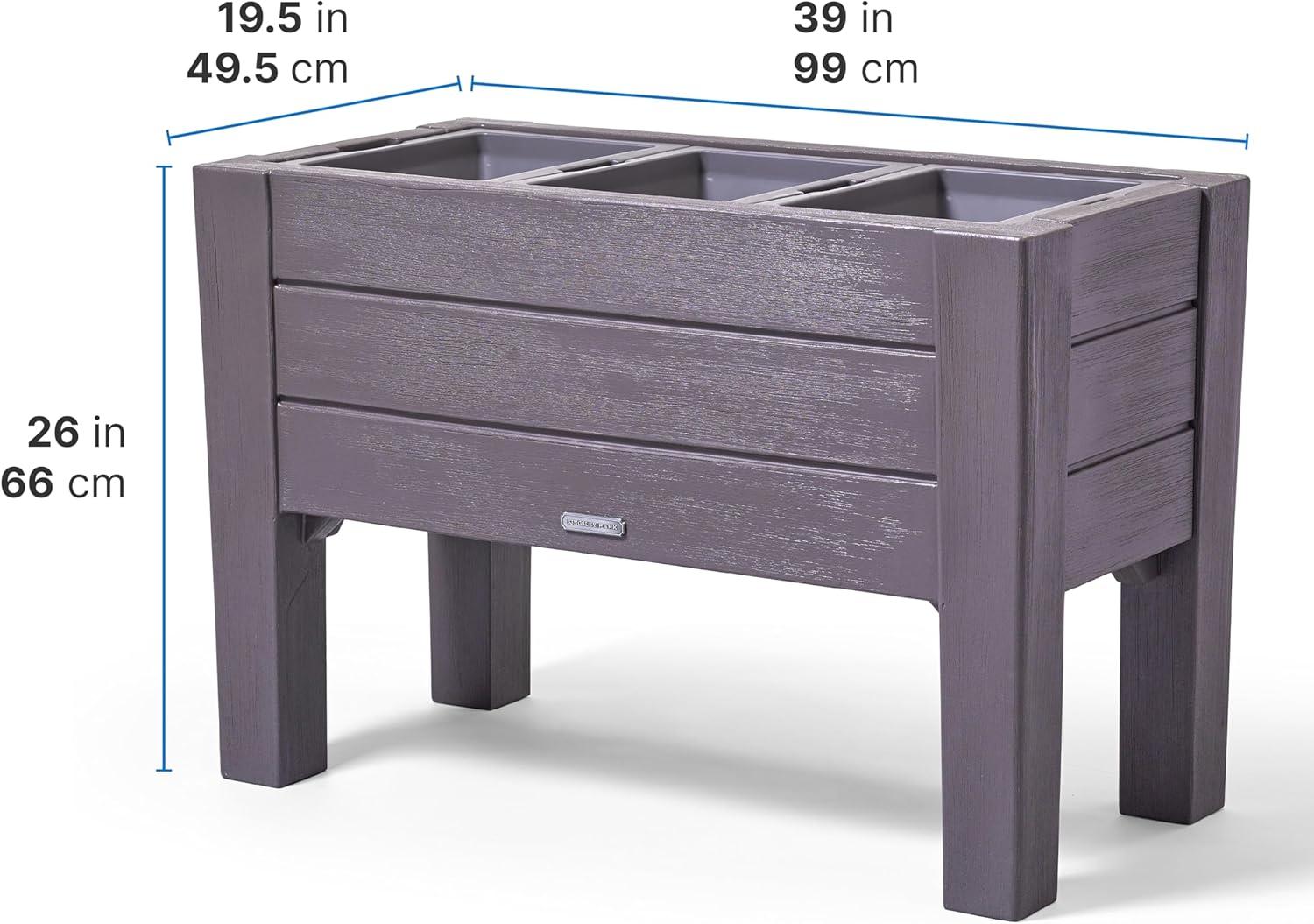 image:imageStep2 Lakewood Raised Planter Box Large Planter for Outdoor Plants Gardening and Flower Pot for Patio or Porch Easy Drainage Durable Plastic BlackDark Cedar