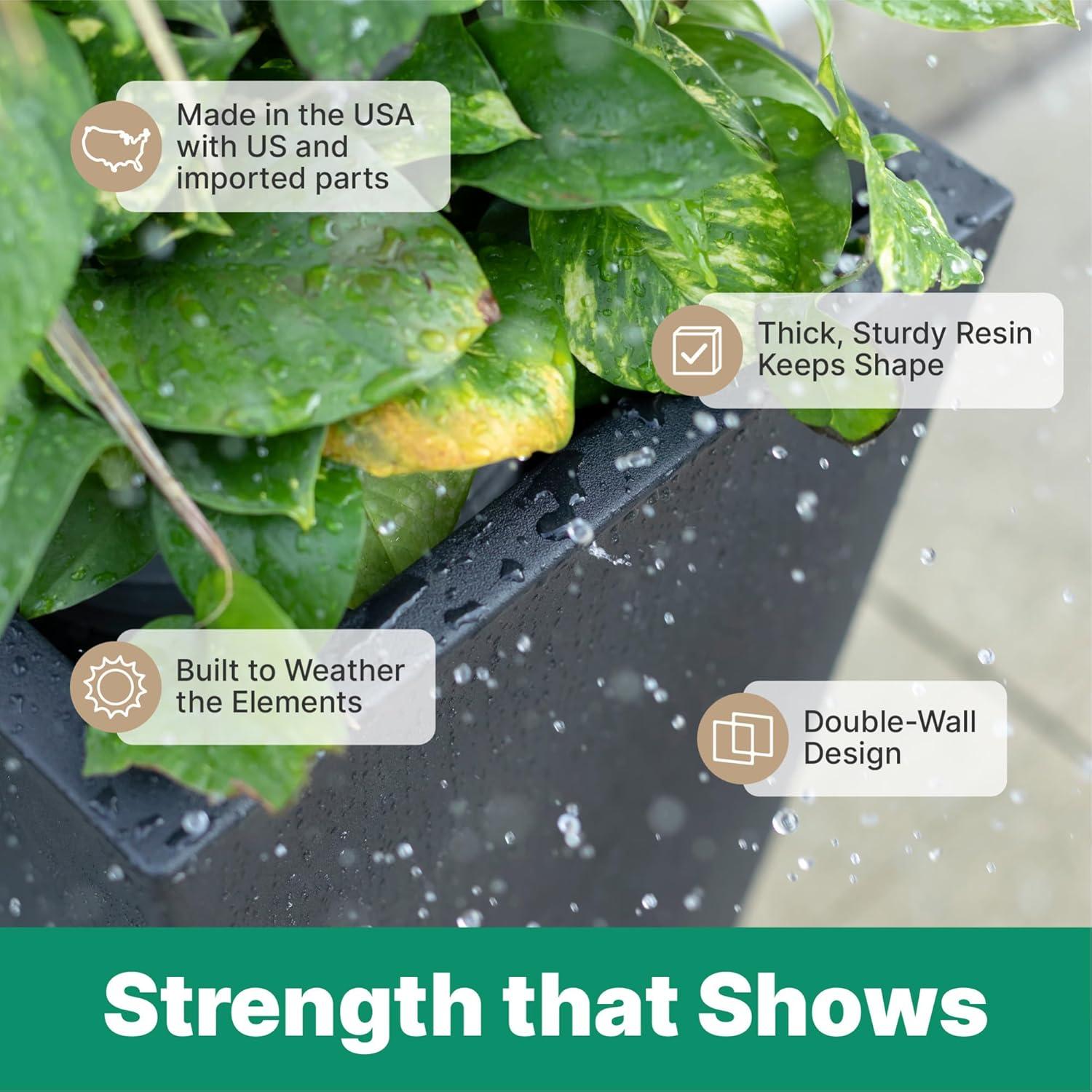 image:imageStep2 Tremont Raised Planter Large Planters for Outdoor Plants Gardening and Flower Pot for Patio or Porch Efficient Drainage Durable Plastic Black 1Pack