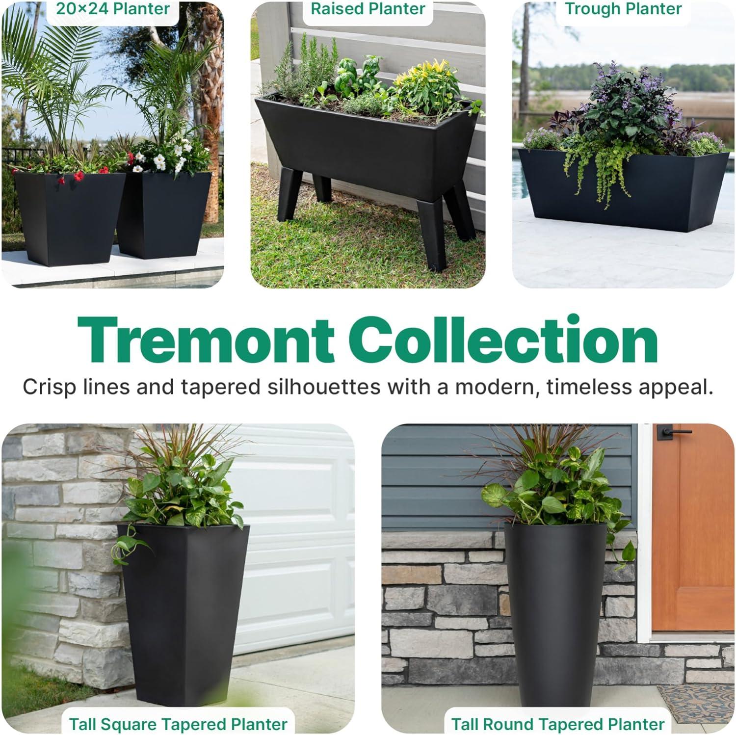 image:imageStep2 Tremont Raised Planter Large Planters for Outdoor Plants Gardening and Flower Pot for Patio or Porch Efficient Drainage Durable Plastic Black 1Pack
