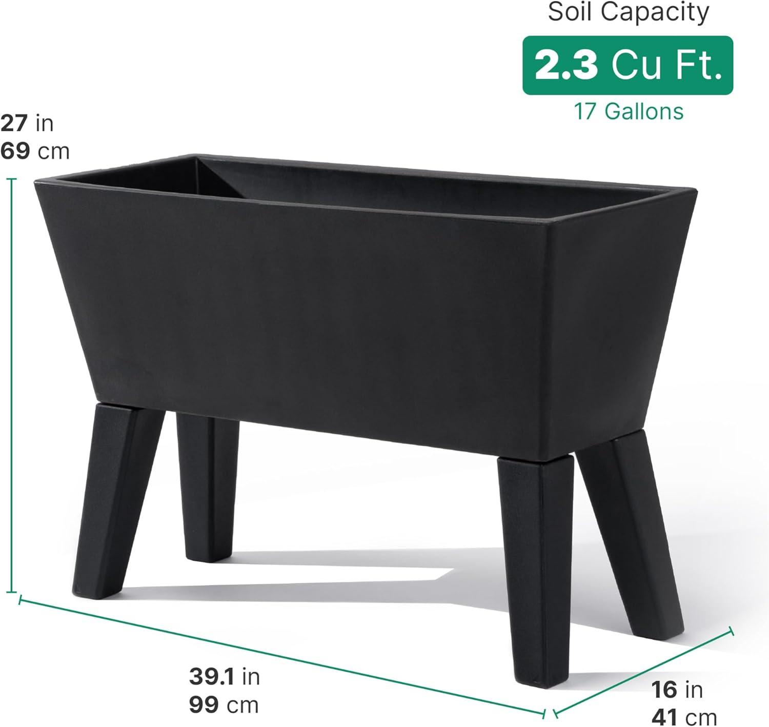 image:imageStep2 Tremont Raised Planter Large Planters for Outdoor Plants Gardening and Flower Pot for Patio or Porch Efficient Drainage Durable Plastic Black 1Pack
