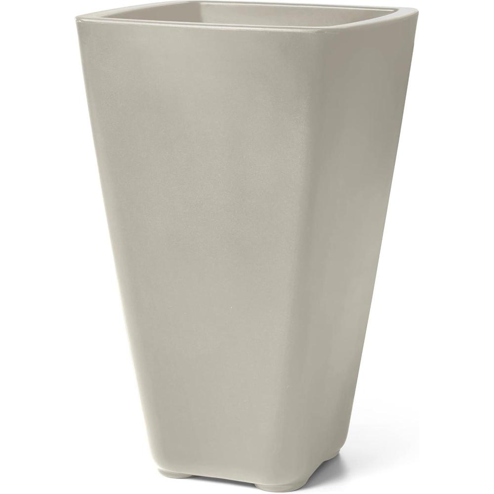 image:imageStep2 Bridgeview Tall Square Planter Large Planters for Outdoor Plants Gardening and Flower Pot for Patio or Porch Efficient Drainage Durable Plastic Dark Cedar 2PackConcrete
