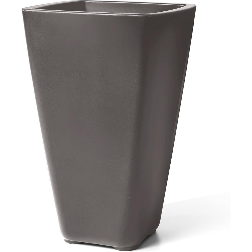image:imageStep2 Bridgeview Tall Square Planter Large Planters for Outdoor Plants Gardening and Flower Pot for Patio or Porch Efficient Drainage Durable Plastic Dark Cedar 2PackDark Cedar