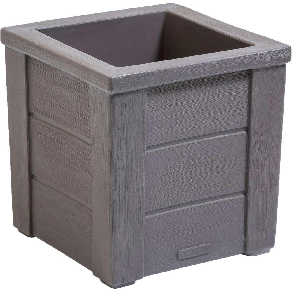 image:imageStep2 Lakewood Planter Box 2Pack Planters for Indoor or Outdoor Plants Gardening and Flower Pot for Patio or Porch Durable Plastic BlackDark Cedar