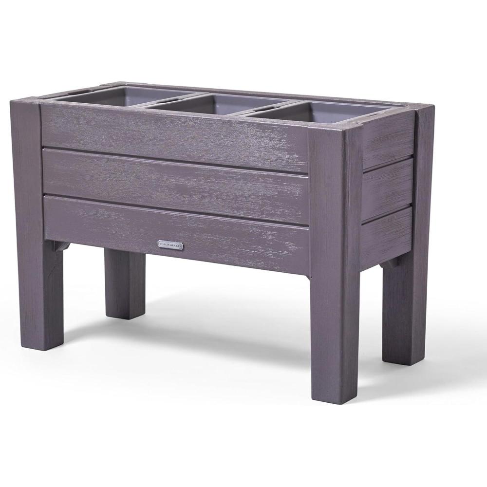 image:imageStep2 Lakewood Raised Planter Box Large Planter for Outdoor Plants Gardening and Flower Pot for Patio or Porch Easy Drainage Durable Plastic BlackDark Cedar