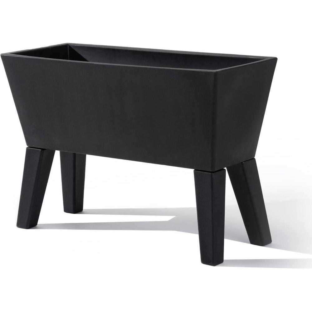 image:imageStep2 Tremont Raised Planter Large Planters for Outdoor Plants Gardening and Flower Pot for Patio or Porch Efficient Drainage Durable Plastic Black 1Pack