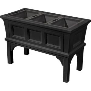 Step2 Atherton Raised Planter Box, Large Planters for Outdoor Plants, Gardening and Flower Pot for Patio or Porch, Easy Drainage, Durable Plastic, Onyx Black(Onyx Black)