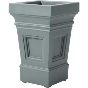 Step2 Atherton Square Planter, Large Planters for Outdoor Plants, Gardening and Flower Pot for Patio or Porch, Efficient Drainage, Durable Plastic, Onyx Black, 2-Pack(Sage Gray)