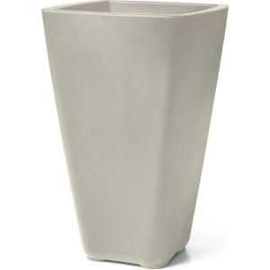 Step2 Bridgeview Tall Square Planter, Large Planters for Outdoor Plants, Gardening and Flower Pot for Patio or Porch, Efficient Drainage, Durable Plastic, Dark Cedar, 2-Pack(Concrete)