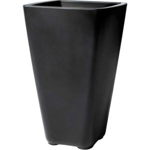 Step2 Bridgeview Tall Square Planter, Large Planters for Outdoor Plants, Gardening and Flower Pot for Patio or Porch, Efficient Drainage, Durable Plastic, Dark Cedar, 2-Pack(Onyx Black)