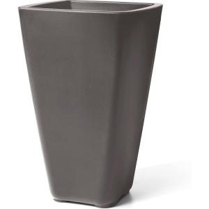 Step2 Bridgeview Tall Square Planter, Large Planters for Outdoor Plants, Gardening and Flower Pot for Patio or Porch, Efficient Drainage, Durable Plastic, Dark Cedar, 2-Pack(Dark Cedar)