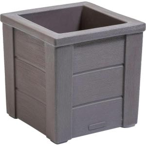 Step2 Lakewood Planter Box™ 2-Pack, Planters for Indoor or Outdoor Plants, Gardening and Flower Pot for Patio or Porch, Durable Plastic, Black(Dark Cedar)