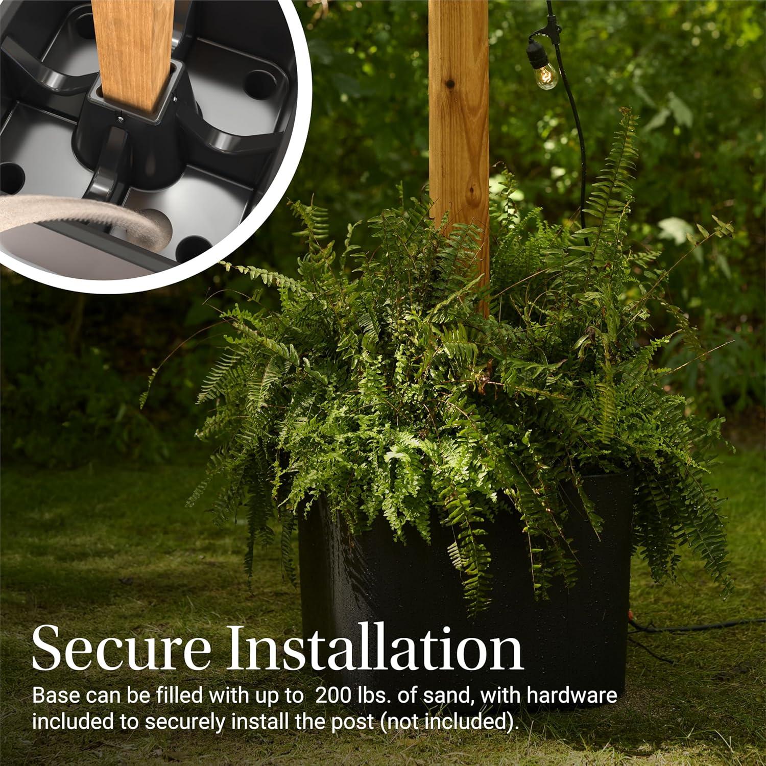 image:imageStep2 Firefly String Light Pole Stand with Planter 2pk Outdoor Hanging Lights Solution Black