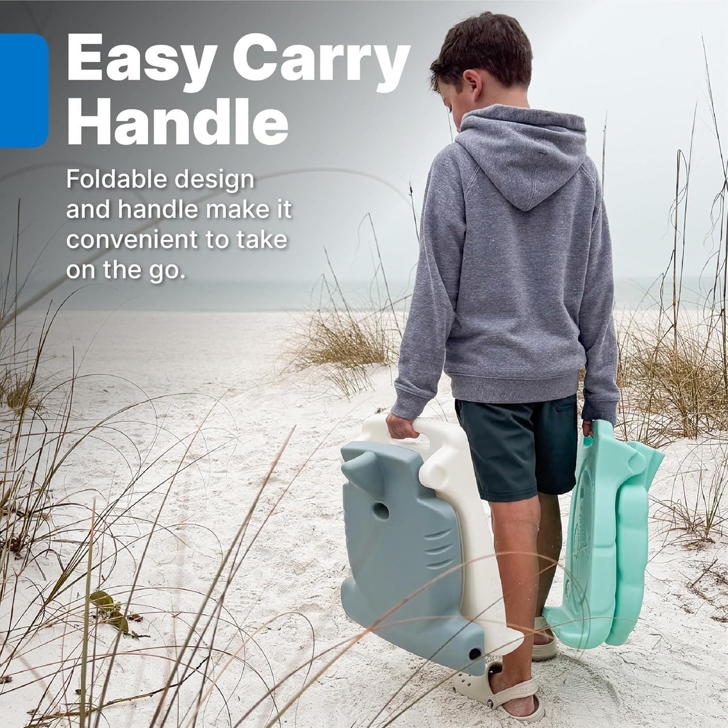 image:imageStep2 Kids Hammerhead Flip Seat 2 Pack Portable Outdoor Chair for Poolside Camping Beach Stadium Providing Back Support Made of UV20 Durable Plastic Aqua
