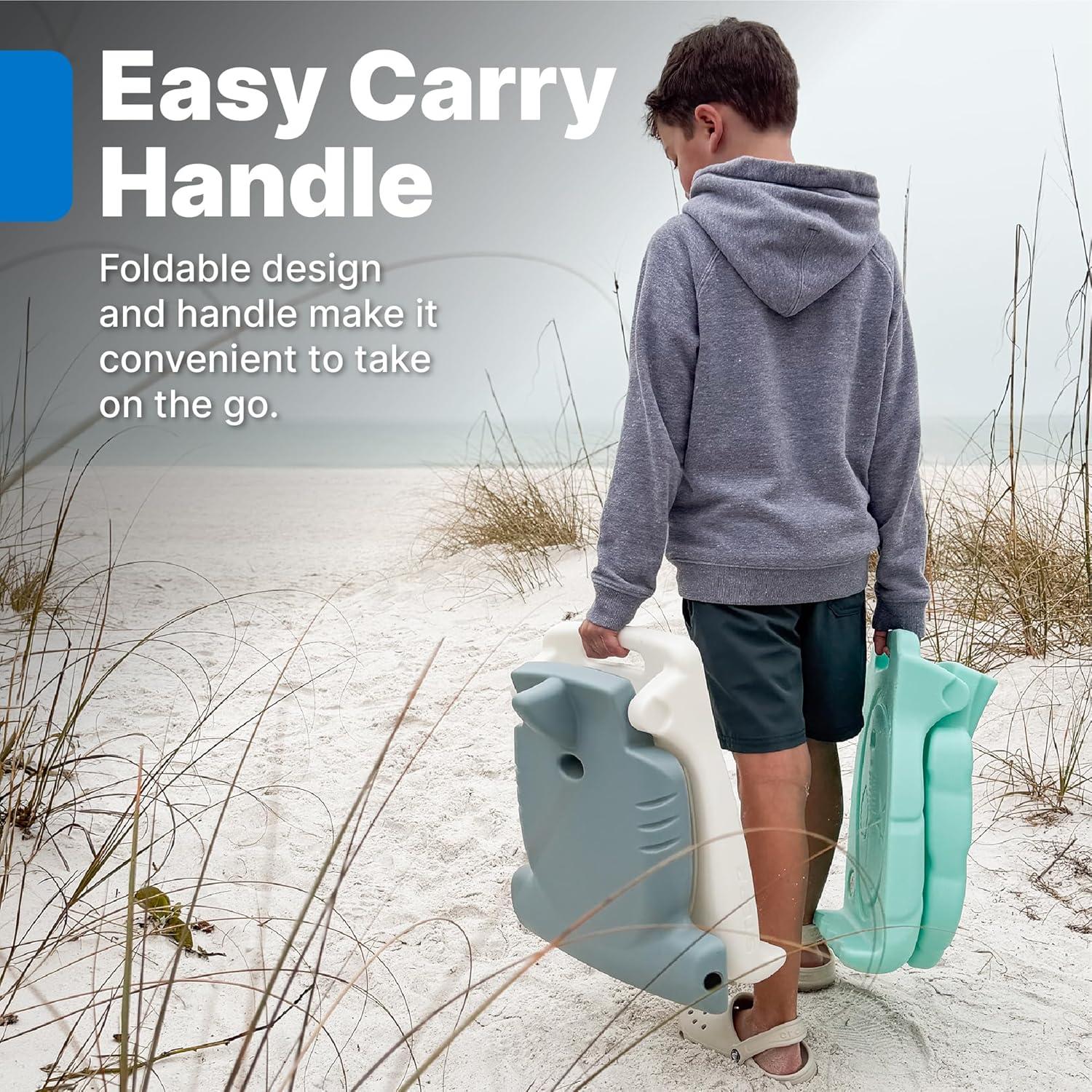 image:imageStep2 Kids Hammerhead Flip Seat Portable Outdoor Chair for Poolside Camping Beach Stadium Providing Back Support Made of UV20 Durable Plastic Aqua