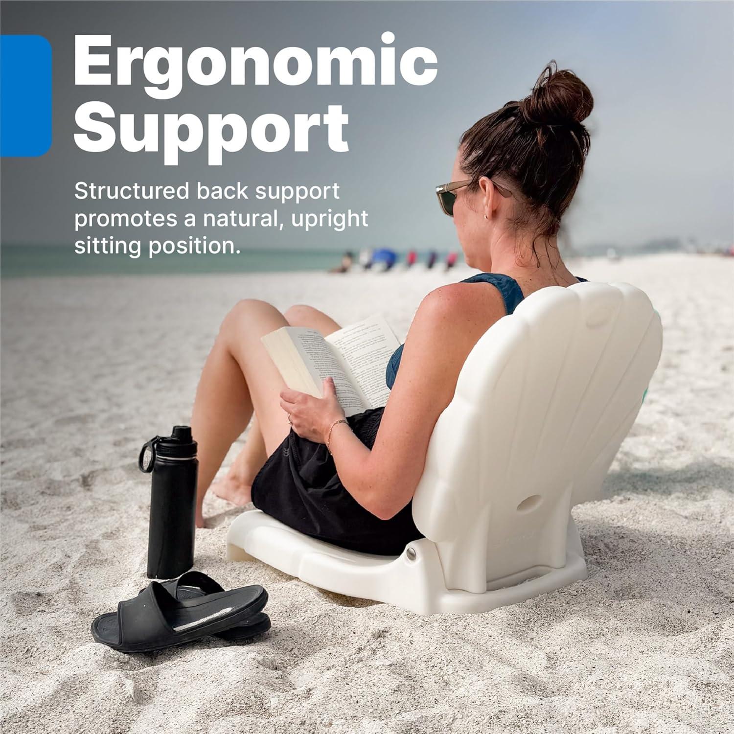 image:imageStep2 Seashell Flip Seat 2 Pack Adult Portable Outdoor Chairs for Poolside Camping Beach Stadium Providing Back Support Made of UV20 Durable Plastic Incredible White