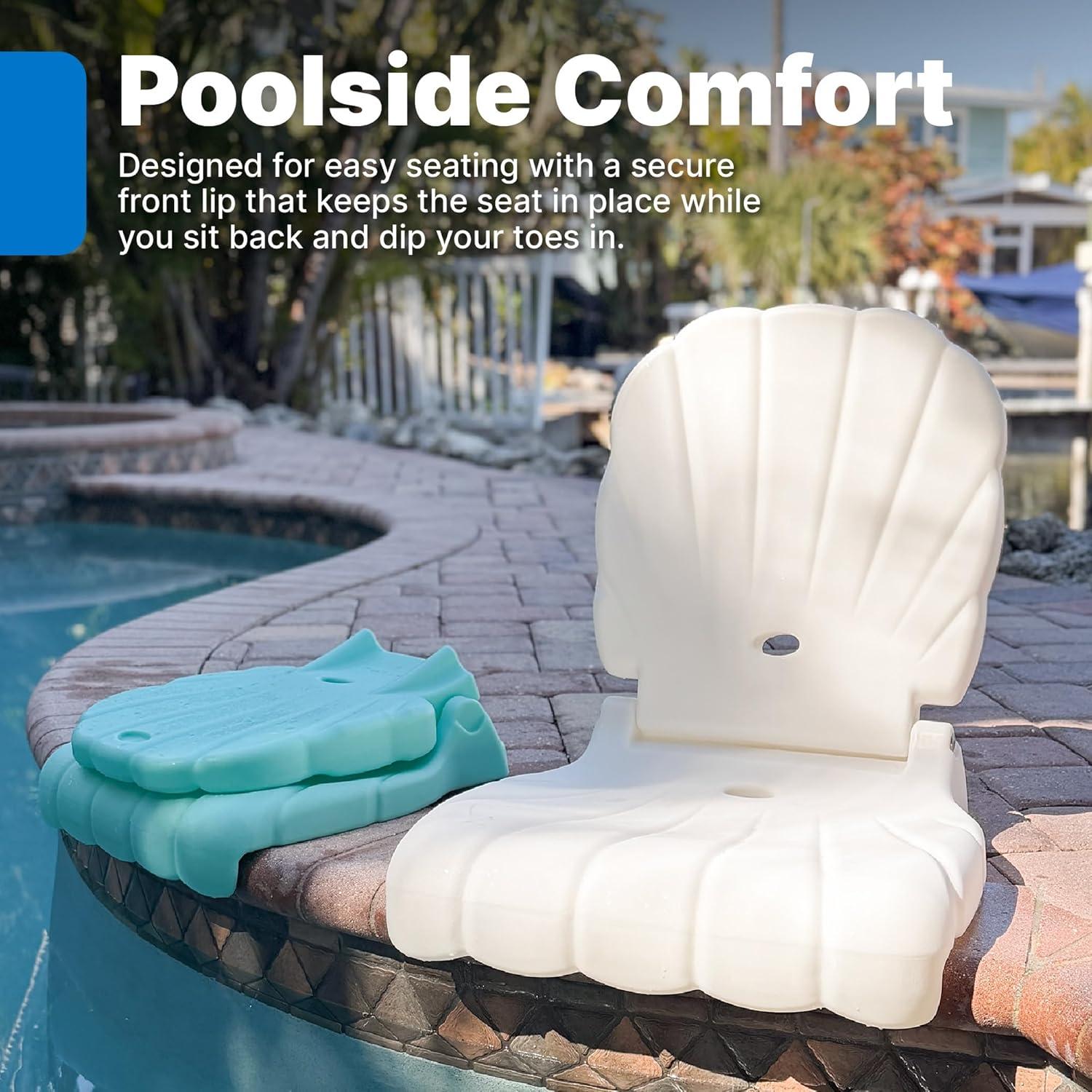 image:imageStep2 Seashell Flip Seat 2 Pack Adult Portable Outdoor Chairs for Poolside Camping Beach Stadium Providing Back Support Made of UV20 Durable Plastic Incredible White