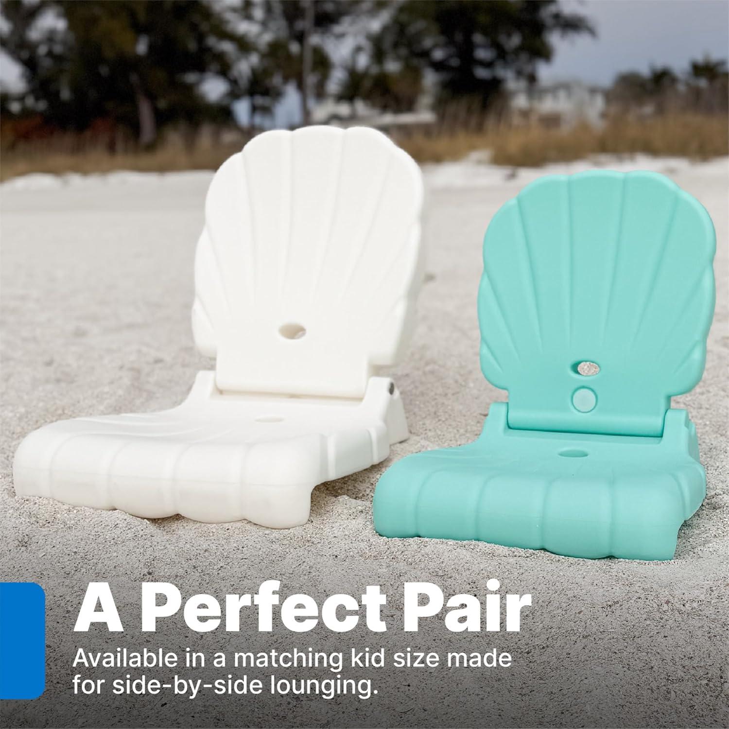 image:imageStep2 Seashell Flip Seat 2 Pack Adult Portable Outdoor Chairs for Poolside Camping Beach Stadium Providing Back Support Made of UV20 Durable Plastic Incredible White