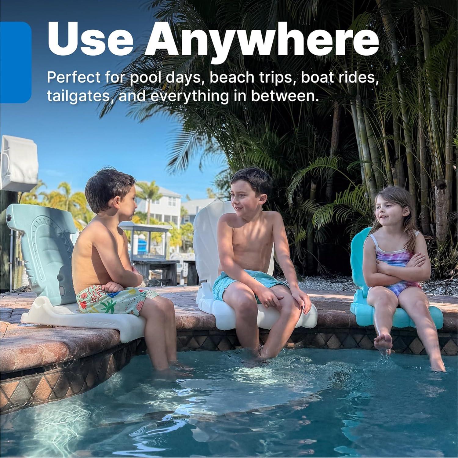image:imageStep2 Seashell Flip Seat 2 Pack Adult Portable Outdoor Chairs for Poolside Camping Beach Stadium Providing Back Support Made of UV20 Durable Plastic Incredible White