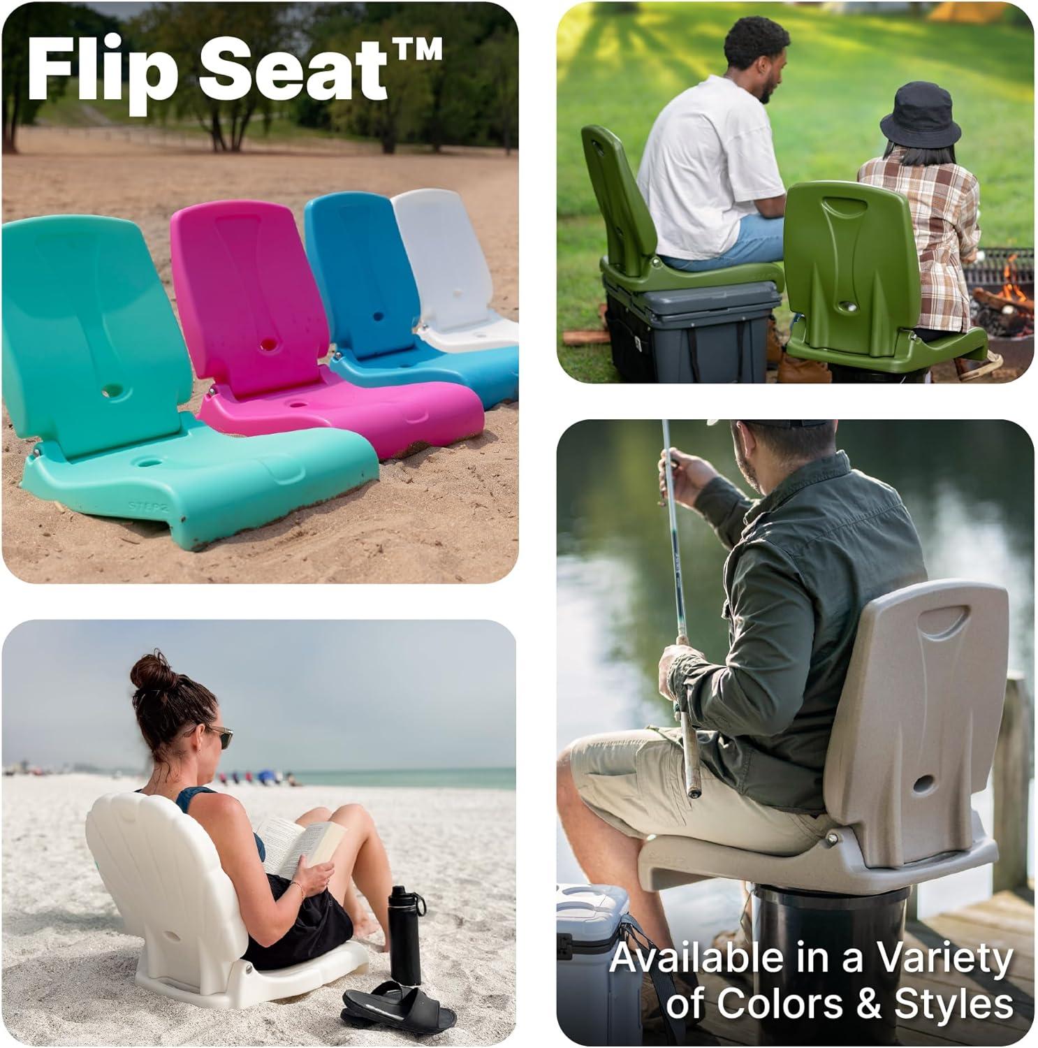 image:imageStep2 Seashell Flip Seat Adult Portable Outdoor Chair for Poolside Camping Beach Stadium Providing Back Support Made of UV20 Durable Plastic Incredible White