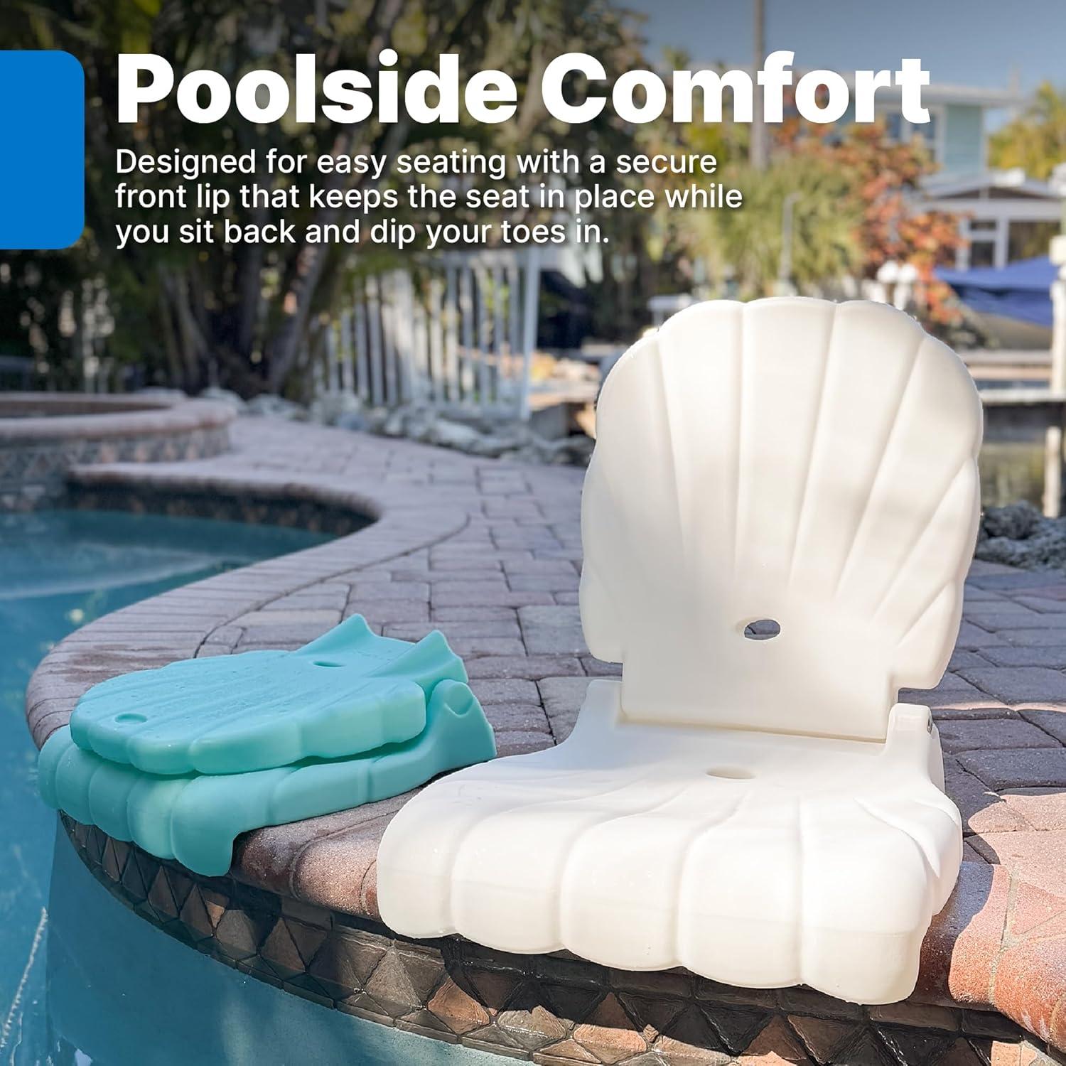 image:imageStep2 Seashell Flip Seat Adult Portable Outdoor Chair for Poolside Camping Beach Stadium Providing Back Support Made of UV20 Durable Plastic Incredible White