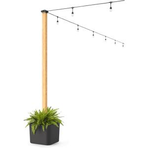 Step2 Firefly String Light Pole Stand with Planter, 2pk, Outdoor Hanging Lights Solution, Black